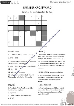 Number crossword - maths game for students of class 2, class 3, class 4, class 5 and class 6