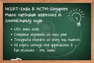 NCERT-India & NCTM-Singapore Math curriculum addressed in SchoolCountry style